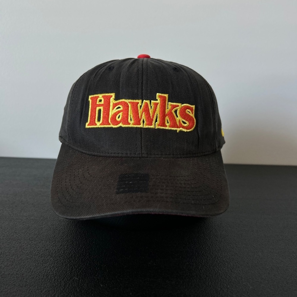 Vintage Nike Atlanta Hawks Hat Cap Fitted One Size Faded Black NBA Basketball